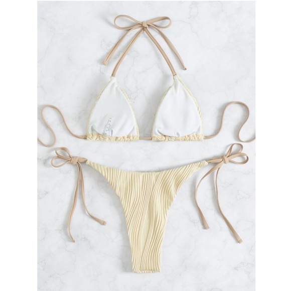 Beige Bikini Swimsuit Textured - Picture 4 of 6